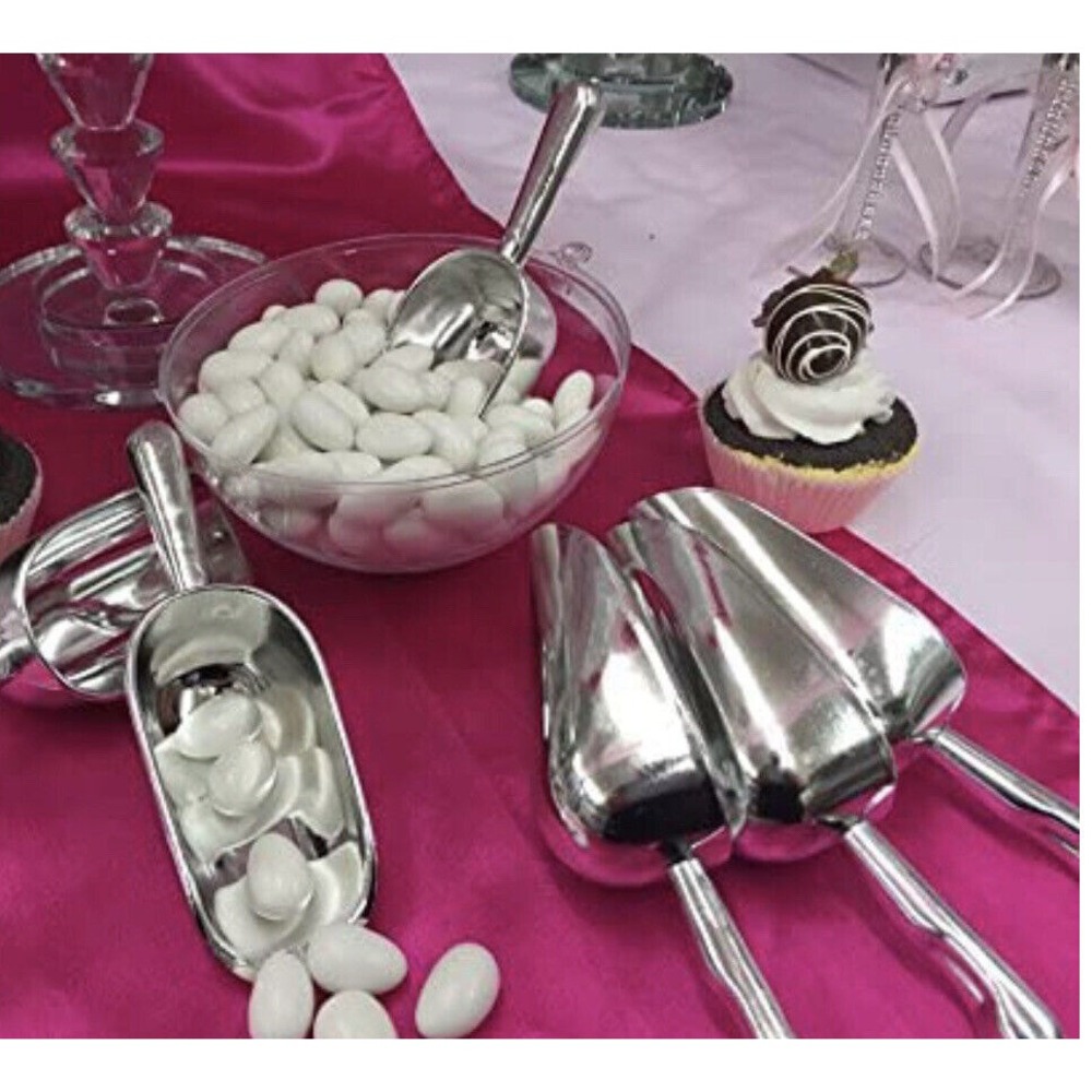 6 Silver Plastic 6" Candy Scoops Wedding Bridal Dessert‎ Party Table Decoration